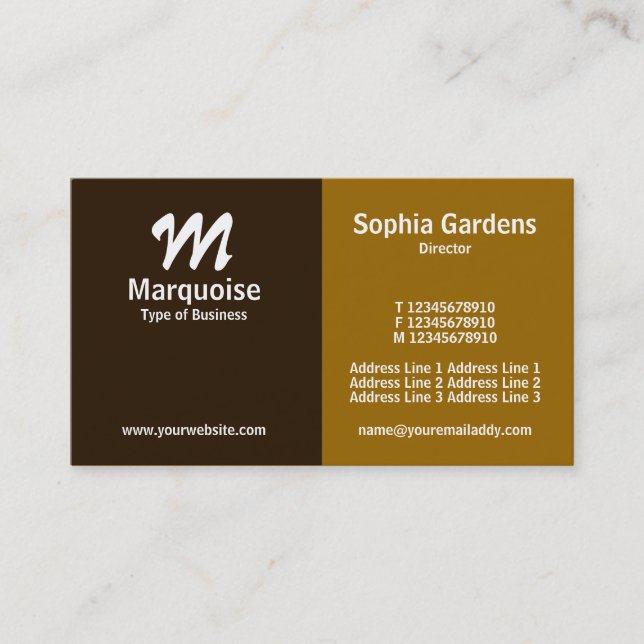 Half & Half - Shades of Brown Business Card (Front)