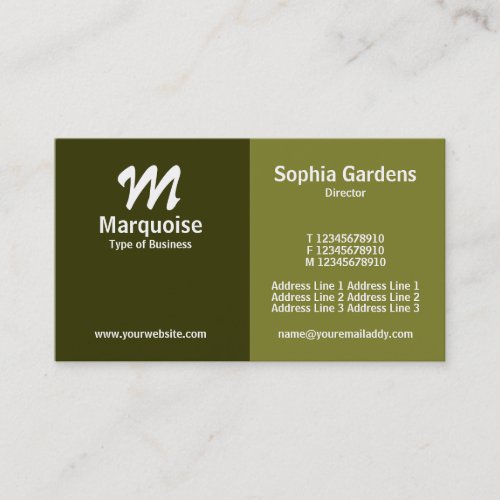 Half &amp; Half - Shades of Green Business Card Template