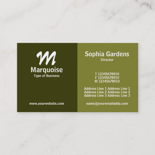Customizable Half &amp; Half - Shades of Green Business Card Template