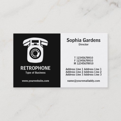 Customizable Half &amp; Half (Wallphone) - Black and White Business Card Templates