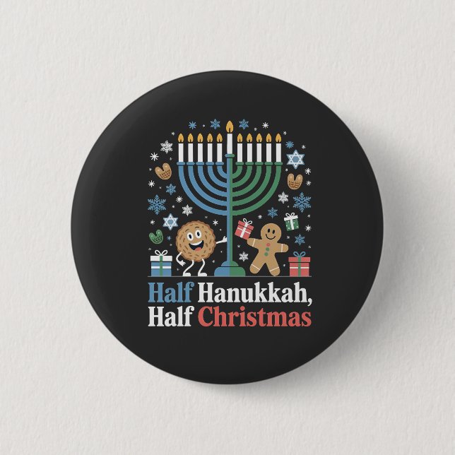 Half Hanukkah Half Christmas Funny Christmukkah  Button (Front)