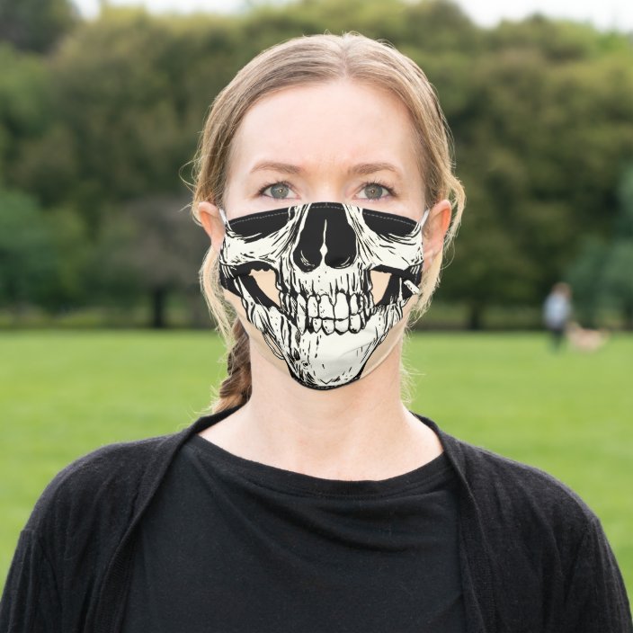 Half Head Skull Black White Drawing Skin Tone Adult Cloth Face Mask Zazzle Com Half Head Skull Black White Drawing Skin Tone Adult Cloth Face Mask Zazzle Com
