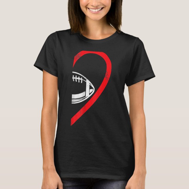 Half Heart American Football Right Hand Side Coupl T-Shirt (Front)