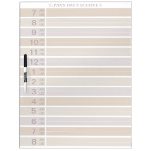 Half Hour Schedule Custom Boho Cream Daily Planner Dry Erase Board