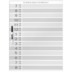 Half Hour Schedule Custom Daily Planner Dry Erase Board