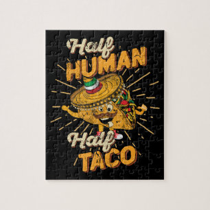 Half Human Half Taco Taco Tuesday Cinco de Mayo Jigsaw Puzzle