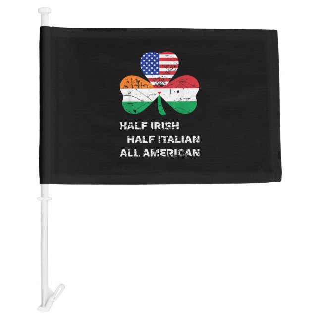 Half Irish Half Italian All American Flag Shamrock (Front)