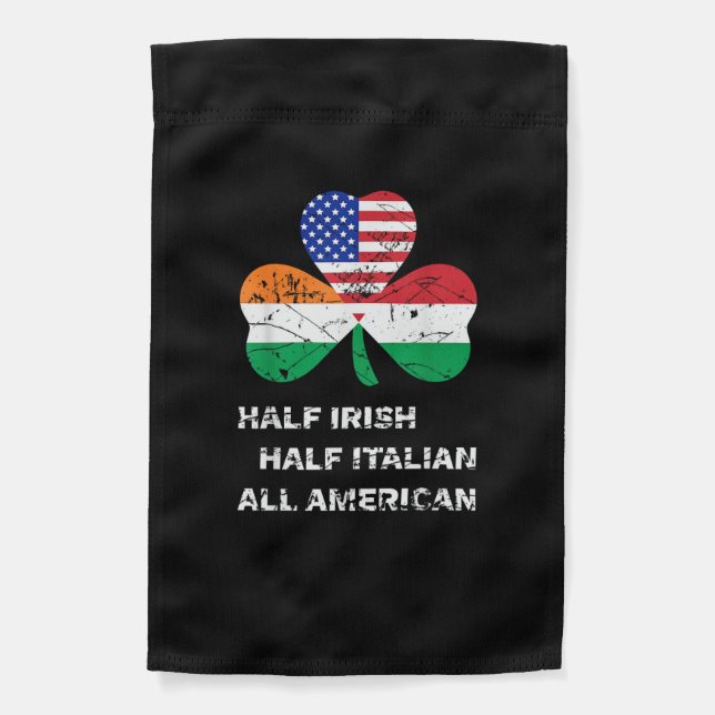 Half Irish Half Italian All American Flag Shamrock (Front)