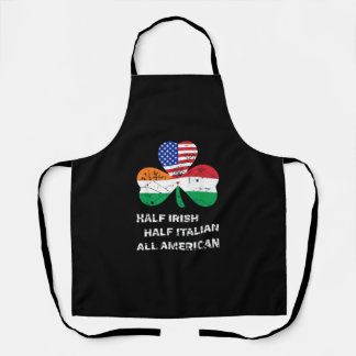 Half Irish Half Italian All American Flag Shamrock Apron