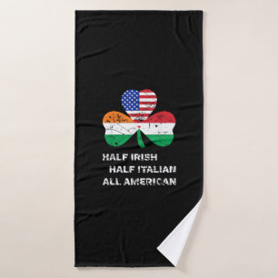 Half Irish Half Italian All American Flag Shamrock Bath Towel
