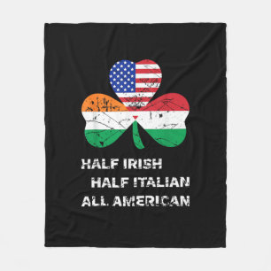 Half Irish Half Italian All American Flag Shamrock Fleece Blanket