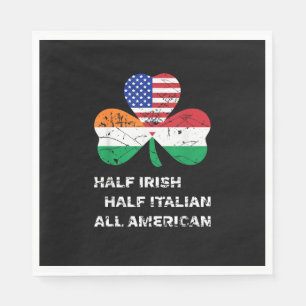 Half Irish Half Italian All American Flag Shamrock Napkins