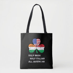 Half Irish Half Italian All American Flag Shamrock Tote Bag
