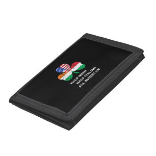 Half Irish Half Italian All American Flag Shamrock Tri-fold Wallet