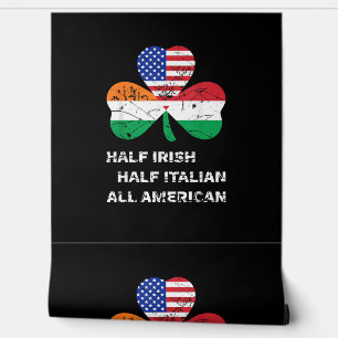 Half Irish Half Italian All American Flag Shamrock Wallpaper