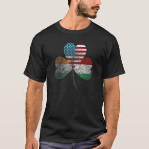 Half Irish half Italian American flag shamrock Her T-Shirt