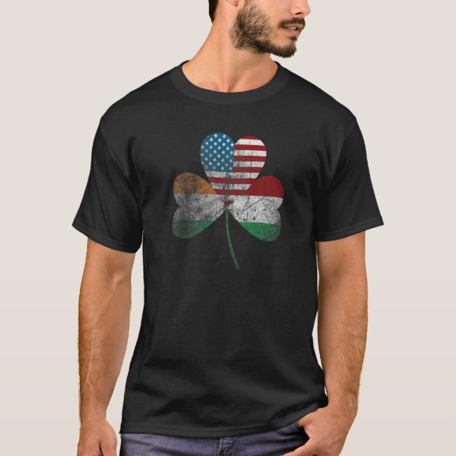 Half Irish half Italian American flag shamrock Her T-Shirt (Front)