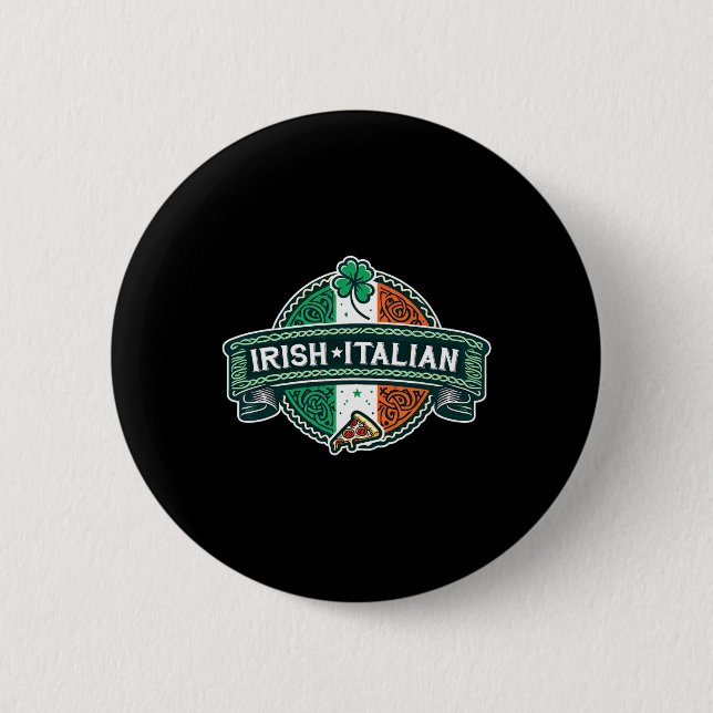 Half Irish Half Italian Funny Irish Italian Shamro Button (Front)