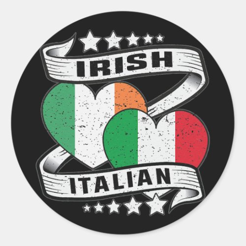 Half Irish Half Italian Irish Italian Flag Classic Round Sticker