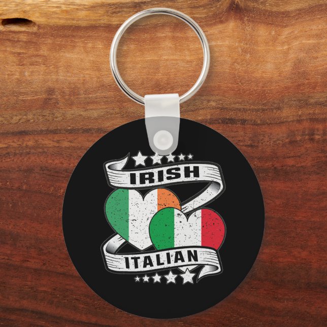 Half Irish Half Italian Irish Italian Flag Keychain (Front)