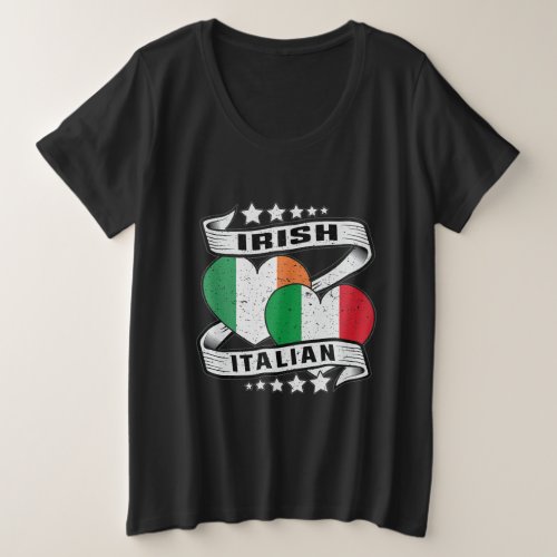 Half Irish Half Italian Irish Italian Flag Plus Size T_Shirt