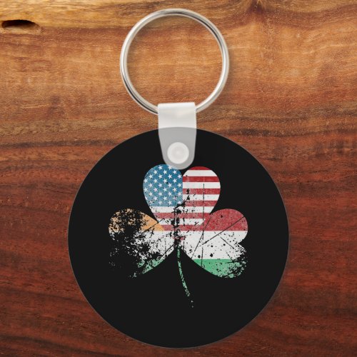 Half Irish Italian American flag shamrock Heritage Keychain