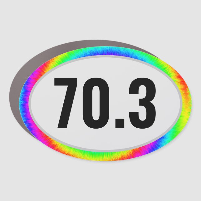 Half Ironman 70.3 tie-dye car magnet (Front)