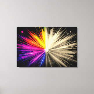 Half Is a Rainbow Of Colors Half Is Black + White Canvas Print