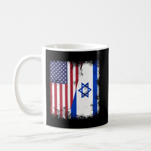 Half Israeli Flag Vintage Israel Usa Gift Coffee Mug