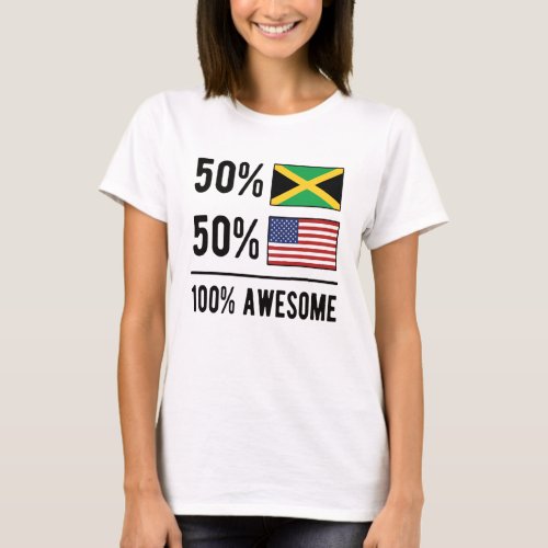 Half Jamaican Half American Flag USA Jamaica T_Shirt