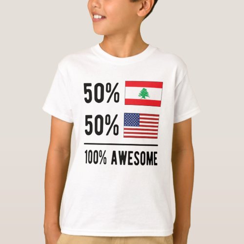 Half Lebanese Half American Flag Lebanon USA T_Shirt