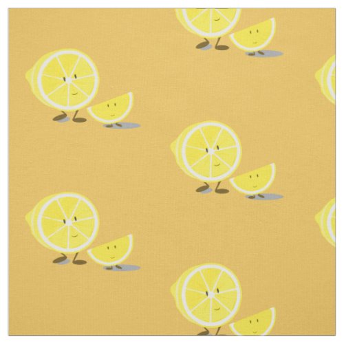 Half lemon and smiling lemon slice fabric