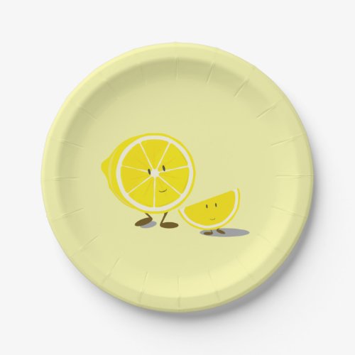 Half lemon and smiling lemon slice paper plates