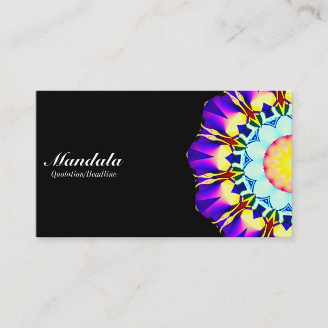 Half Mandala 070714 - Black Business Card (Front)