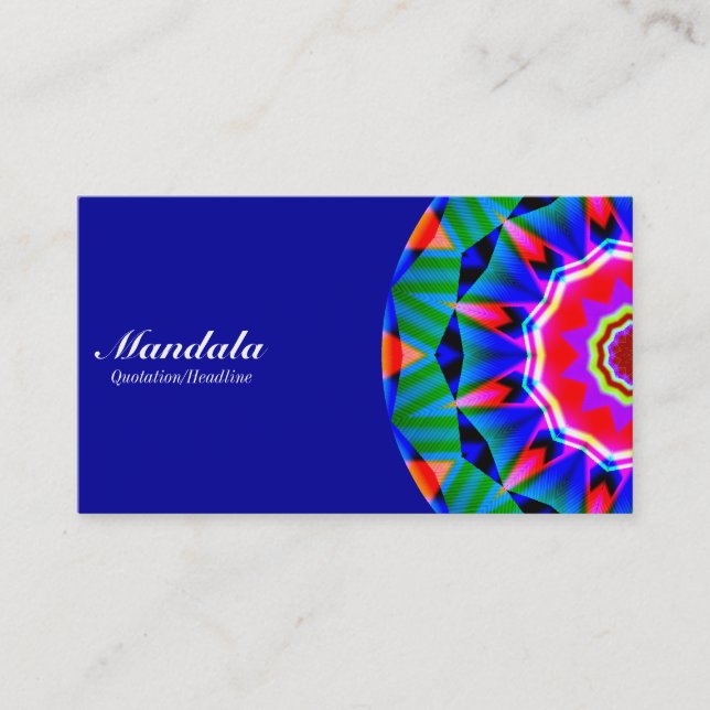 Half Mandala 08 - Blue 000099 Business Card (Front)