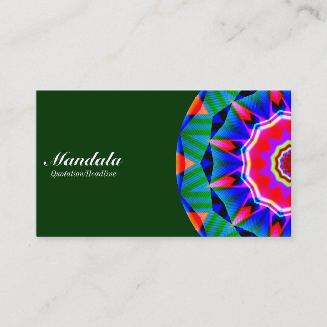 Half Mandala 08 - Dark Green 003300 Business Card (Front)