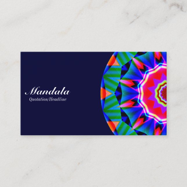 Half Mandala 08 - Dark Navy Business Card (Front)