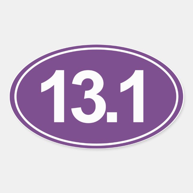 Half Marathon 13.1 Miles Oval Sticker (Purple) (Front)