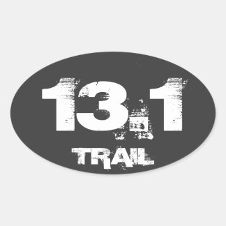 Half Marathon 13.1 Trail Oval Decal White On Black Sticker