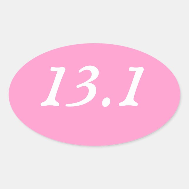 Half Marathon Oval Sticker (Pink) (Front)