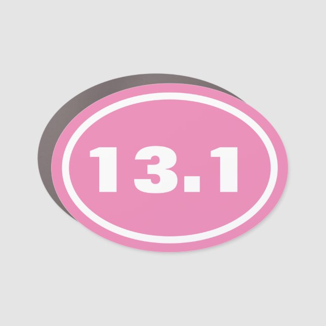 Half Marathon Pink White Car Magnet (Front)