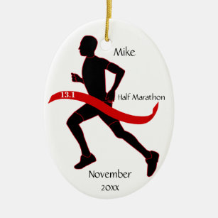 Half Marathon Runner Ornament - Man red
