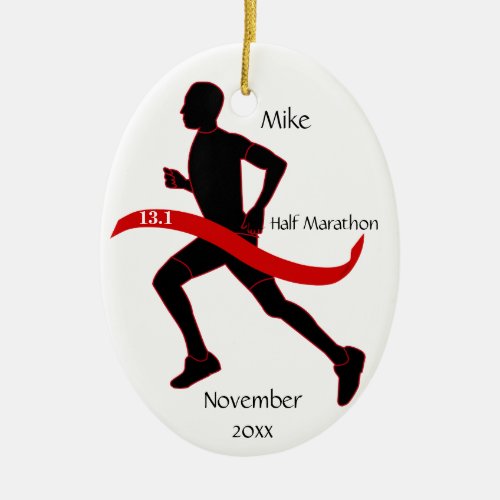 Half Marathon Runner Ornament _ Man red