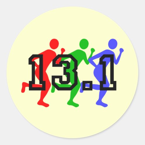 Half marathon running classic round sticker