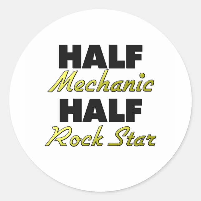 Half Mechanic Half Rock Star Classic Round Sticker (Front)