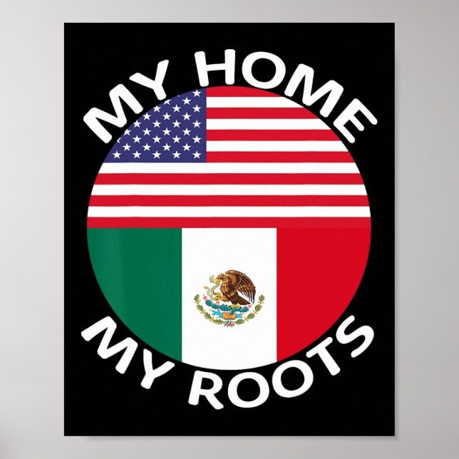 Half Mexican Half American Flag Usa Mexico Roots H Poster (Front)