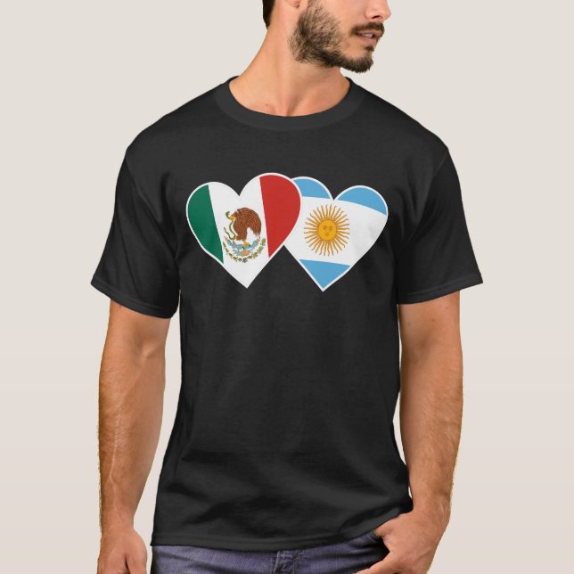 Half Mexican Half Argentinian Flag Mexico Argentin T-Shirt (Front)