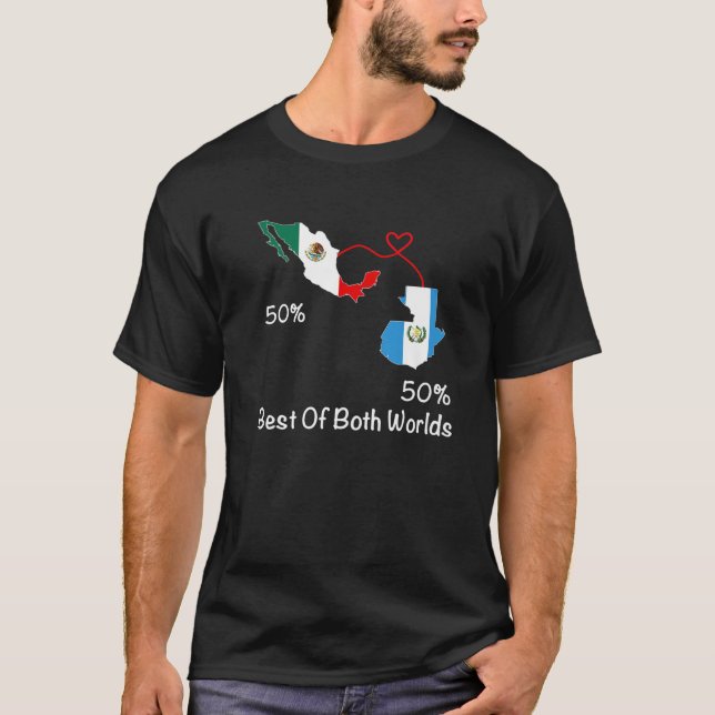 Half Mexican Half Guatemalan Flag Map Mexico Guate T-Shirt (Front)
