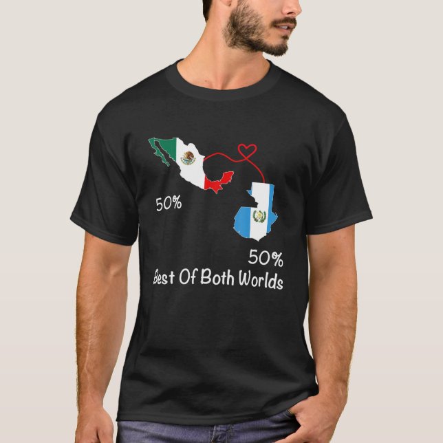 Half Mexican Half Guatemalan Flag Map Mexico Guate T-Shirt (Front)