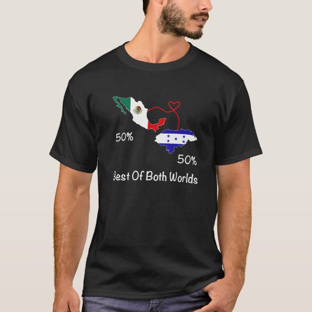 Half Mexican Half Honduran Flag Map Mexico Catrach T-Shirt (Front)